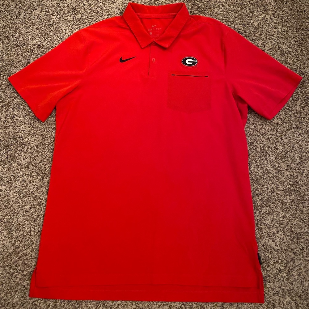 Nike Georgia Bulldogs Team Issued Polo Red Large